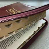 Библия каноническая 076zti (бордовая, Библия с вензелем, молния, указатели) 25076-24