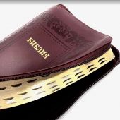 Библия каноническая 076zti (темно-бордовая, термо рамка барокко, молния, указатели) 25076-39