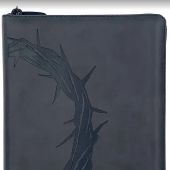 Библия каноническая 076zti (серая, термо штамп Терновый венец, на молния, указатели) 25076-35