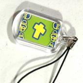 Подвеска пластиковая прямоугольная для мобильного телефона с изображением Креста 18*25 мм. (Сокр