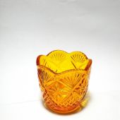 Стакан лампадный, художественная грань (без ножки). Стекло желтое однотонное
