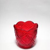 Стакан лампадный, художественная грань (без ножки). Стекло красное однотонное