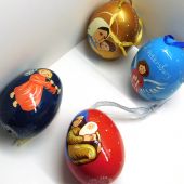 Яйцо на ленте «Рождество» деревянное 65 мм в ассортименте (Федорова ИП)