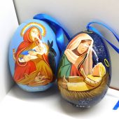 Яйцо на ленте «Рождество» деревянное 65 мм в ассортименте (Федорова ИП)