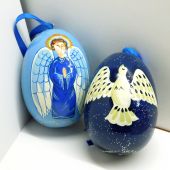 Яйцо на ленте «Рождество» деревянное 65 мм в ассортименте (Федорова ИП)