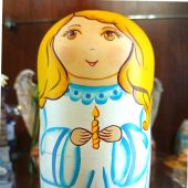 Матрешка рождественская. 5 фигурок. Высота 14,5 см, диаметр 6,5 см