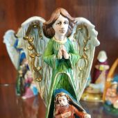 Композиция Рождество «Под кровом ангела в зеленом» (А) 7Х5Х14 см. Керамика