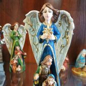 Композиция Рождество «Под кровом ангела в синем» (C) 7Х5Х14 см. Керамика