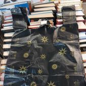 Пакет майка пэ «Звезды» черный 32+16*60 см. 15мкм