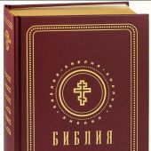 Библия с неканоническими книгами 053g (бордо, бумвинил, крест в круге, зол. тисн, золотой обрез)