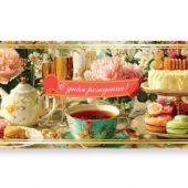 Конверт для денег «С днём рождения!»: чай, торты, цветы (Ваката, 1161)