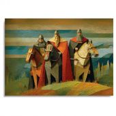 Открытка «С верой в Бога и любовью к Родине» (три богатыря, кубизм) 100Х145 мм (Ваката) 1198