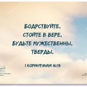 Открытка «С днём защитника (Бодрствуйте, стойте в вере)» (летящий орел) 100Х145 мм (Ваката) 1204