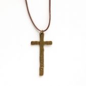 Кулон металлический на шнурке: Крест длинный (Faith Believe)