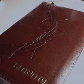 Библия каноническая 048 zg (т.-коричневая экокожа, Терновый венец, обр. золотой, на молнии) 26048-34