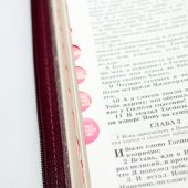 Библия каноническая 077 ZТI (вишневый кож. переплет, золотой обрез, краев. указ. молния)