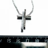 Кулон из металла со стразами «Крест-2 половинки: в мелких стразах и гладкая, под серебро»