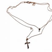 Кулон из металла со стразами «2 креста: фигурный со стразами и маленький гладкий, под золото»