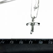 Кулон из металла со стразами «2 креста: фигурный со стразами и маленький гладкий, под серебро»