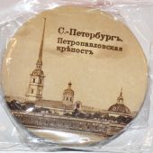 Магнит-открывашка «Санкт-Петербург. Ретро» круглая (Медный всадник)