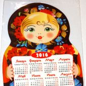 Магнит с календарем на 2016 год "Матрешка-Жостово