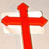 Наклейка объемная Крест с ромбом (90 мм., пластик, в ассортименте)