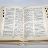 Библия англо-русская параллельная (белая, с замком на кнопке и индексами, кожа, зол.обрез)