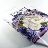 Библия каноническая 055 ti (белая с букетом сиреневых цветов, цветочный принт на срезе)