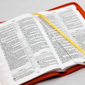 Библия каноническая 077 ZTI (оранжевый металлик, на молнии, указатели)