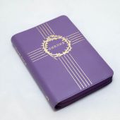 Библия каноническая 047 ZТI (фиолетовый кожаный переплет, терновый венец линии, зол.обрез, молния)