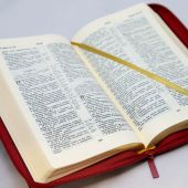 Библия каноническая 057 MZG (красная Lanchester, гибкий переплет на молнии, золотой обрез)