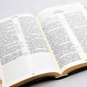 Библия каноническая 072 TI (чёрная, орнаментальная рамка золот. тиснение, золотой обрез. указатели)