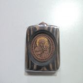 Икона Пресвятой Богородицы Иверская (глина + деревянный оклад) (45*62 мм)