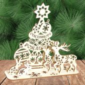 Рождественский сувенир для раскрашивания «Елка из шаров с оленями» (сборная модель из 6 деталей)
