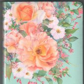 Библия каноническая 055 ti (бирюзовая с букетом оранжево-розовых цветов, бирюзовы с веточками обрез)