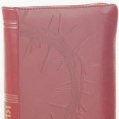 Библия каноническая 046 zti (бордо, орнамент терновый венец, на молнии, указатели)