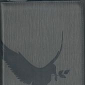 Библия каноническая 055zg (иск. кожа, серый графит ребр., голубь, молн., золотой обрез) D1 7074